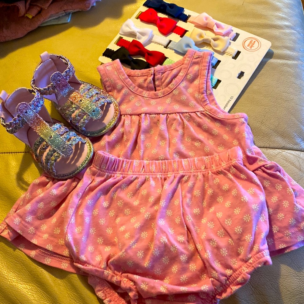 Summer dress, Sandals and free hair bows